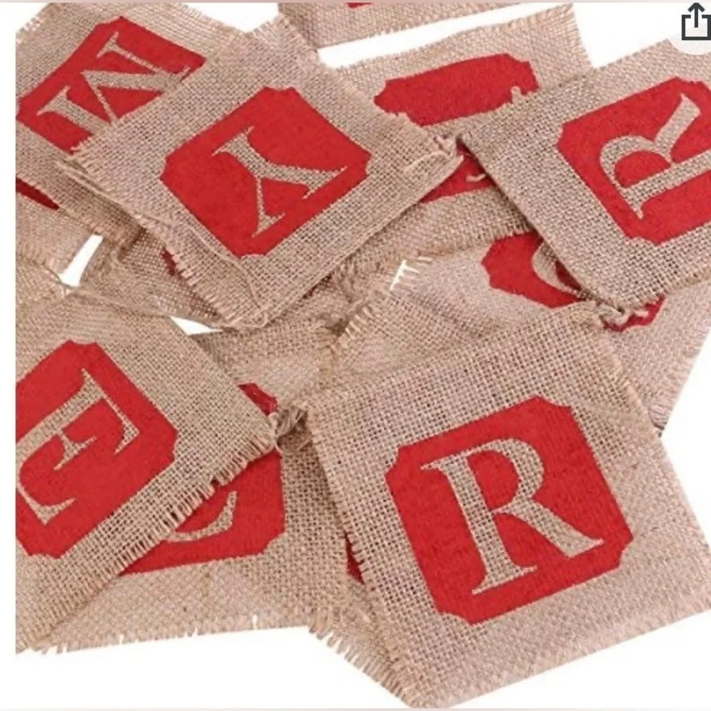Merry Christmas Jute Burlap Banner *New*